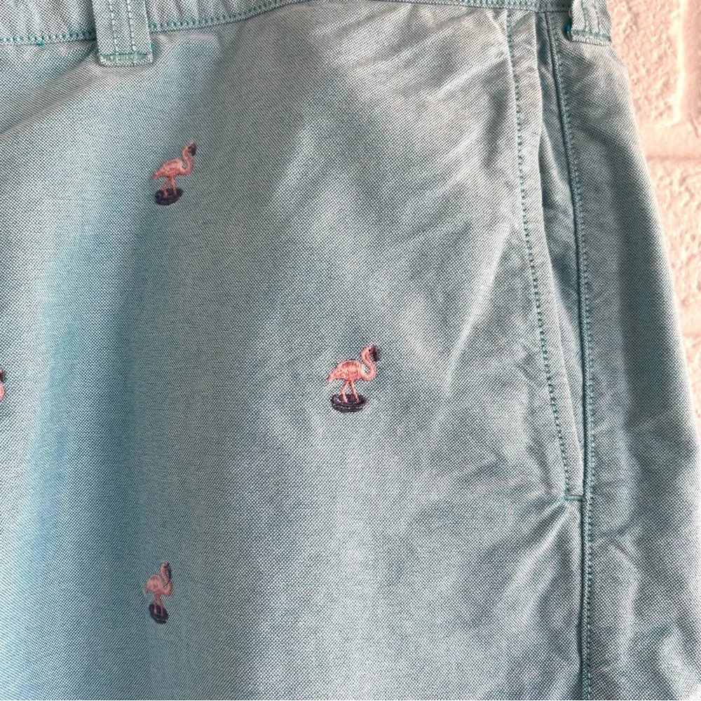 J. Crew Men’s Shorts Chino Flamingo Light Blue Turquoise Embroidered 40 Preppy